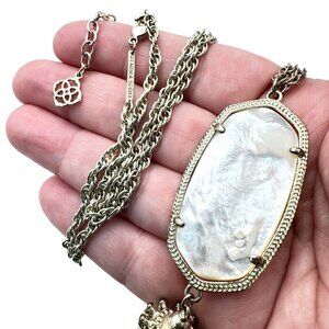 Kendra Scott Roxanne Necklace Gold Tone Pearl Tassle Pendant